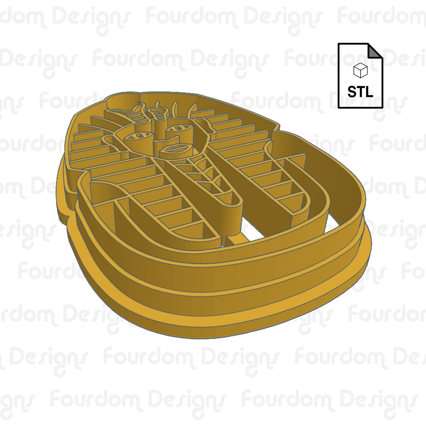 King Tut Pharaoh Digital Download STL File for Cookie Cutter Fondant Cutter Clay Cutter 3D Model for 3D Printing