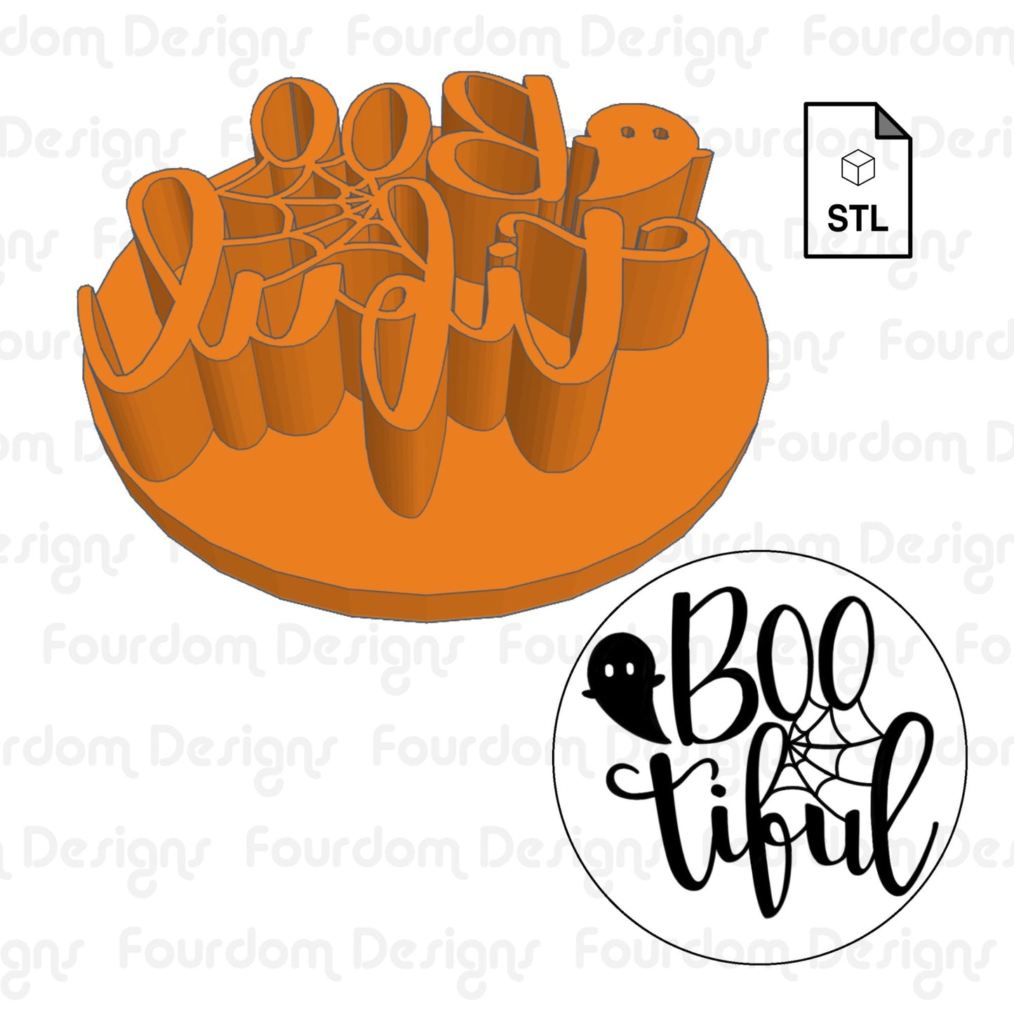 BOOtiful Imprint Digital Download STL File for Cookie Cutter Fondant Cutter Clay Cutter 3D Model for 3D Printing