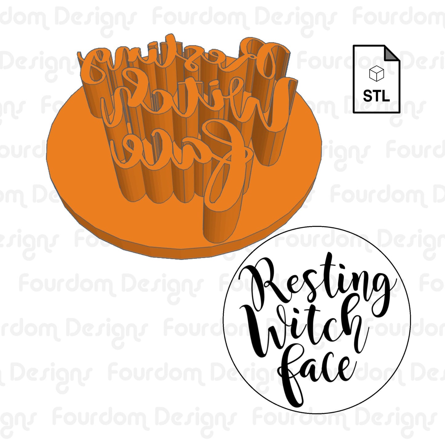 Resting Witch Face Imprint Digital Download STL File for Cookie Cutter Fondant Cutter Clay Cutter 3D Model for 3D Printing