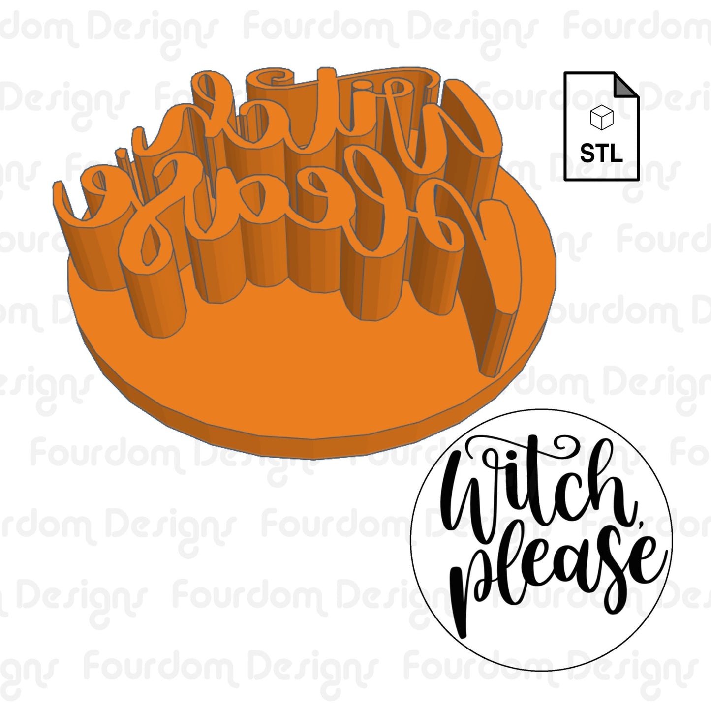 Witch Please Imprint Digital Download STL File for Cookie Cutter Fondant Cutter Clay Cutter 3D Model for 3D Printing