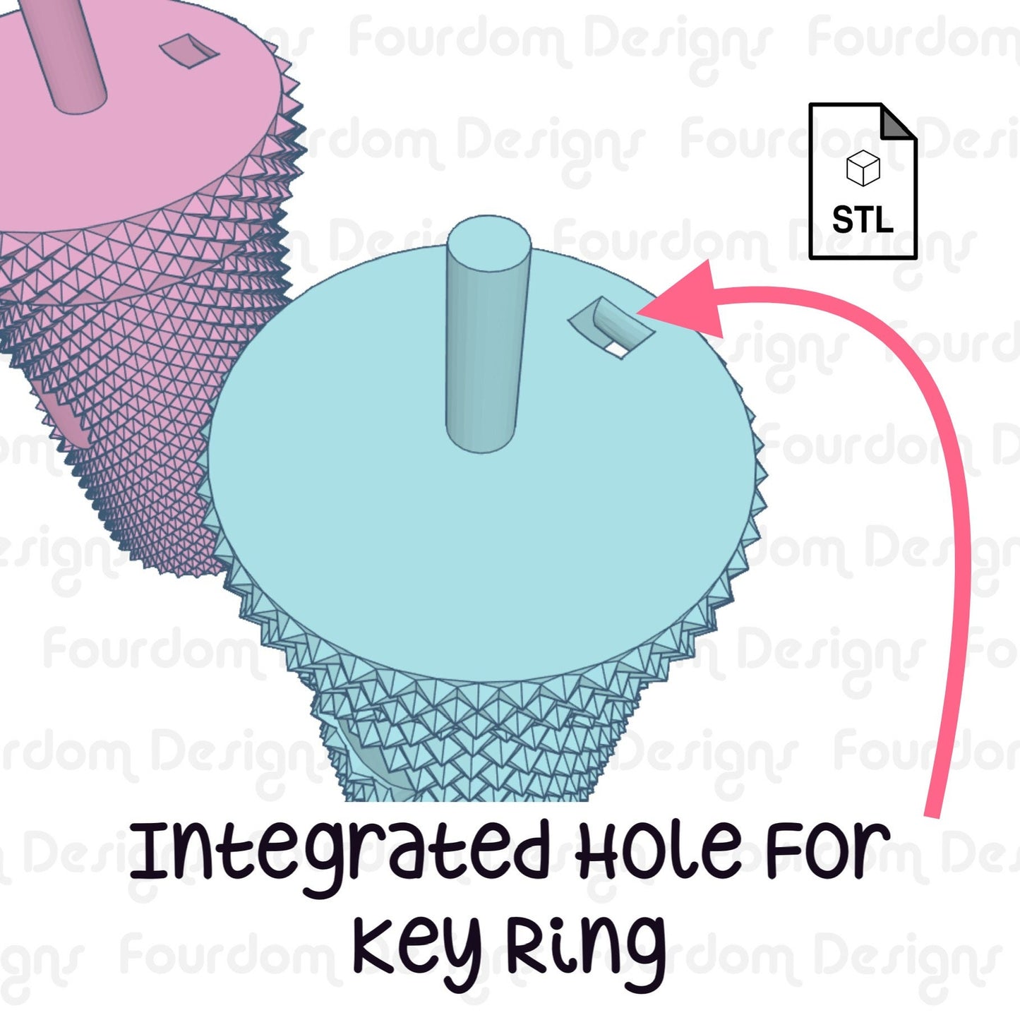Studded Tumbler Keychain STL File for 3D Printing - Digital Download