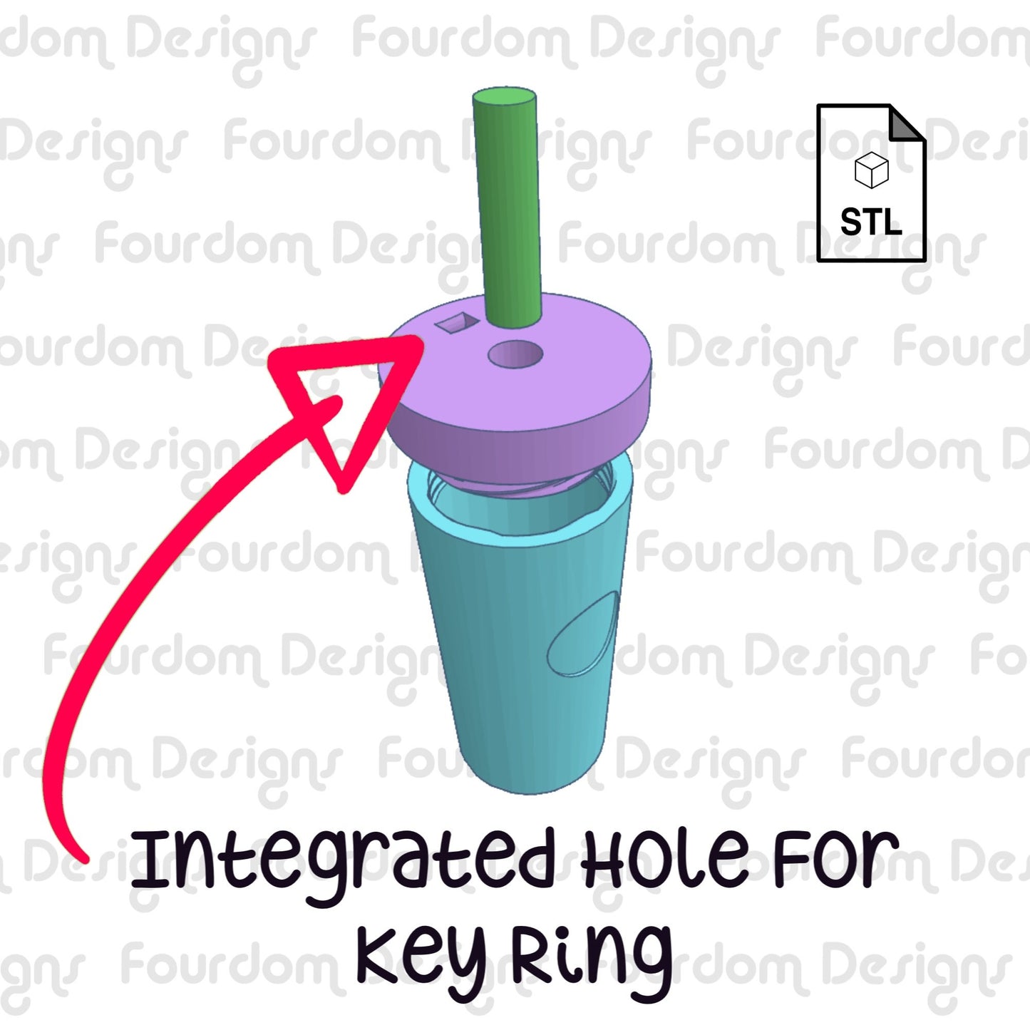 Smooth Tumbler Keychain with Removable Screw Top Pill Box STL File for 3D Printing - Digital Download