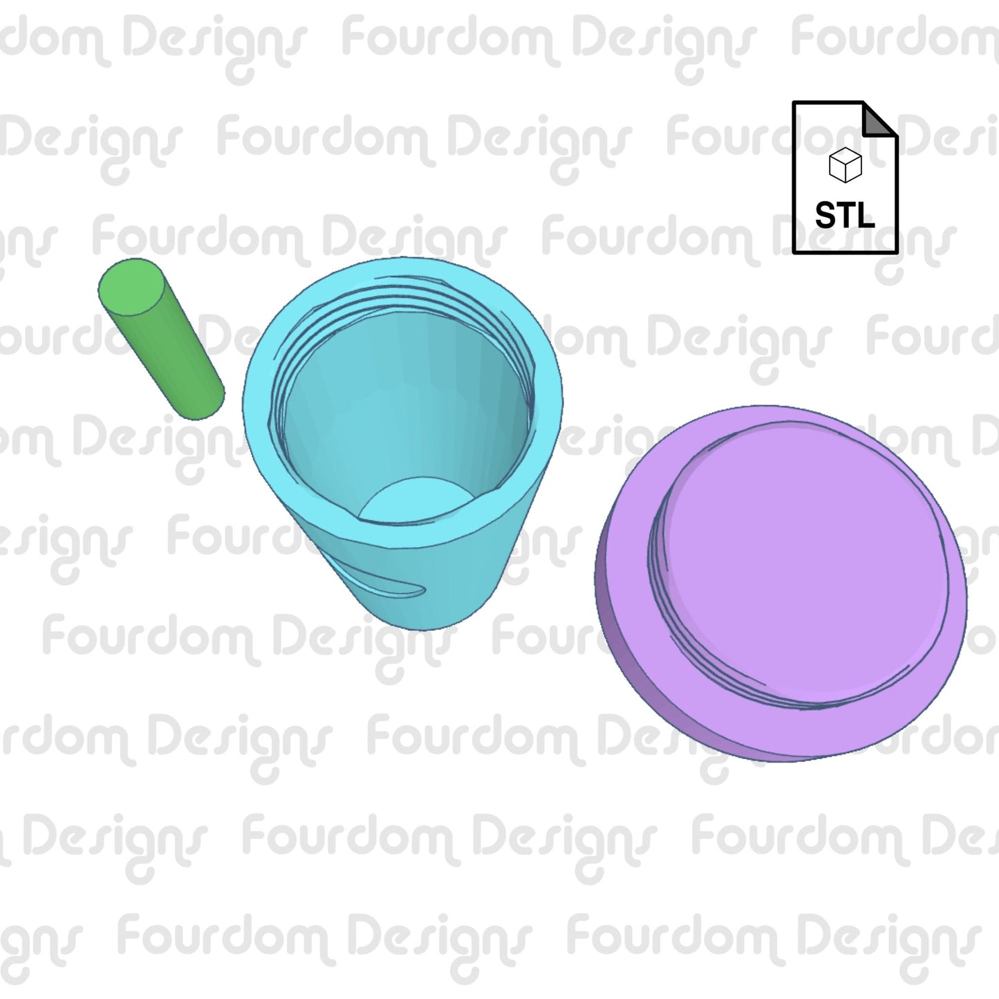 Smooth Tumbler Keychain with Removable Screw Top Pill Box STL File for 3D Printing - Digital Download