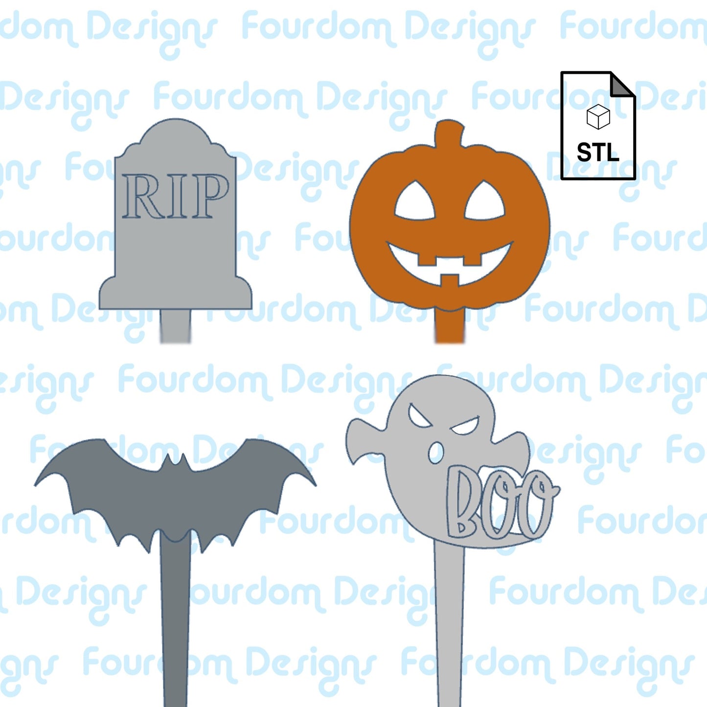Halloween Cake Toppers STL File for 3D Printing - Digital Download