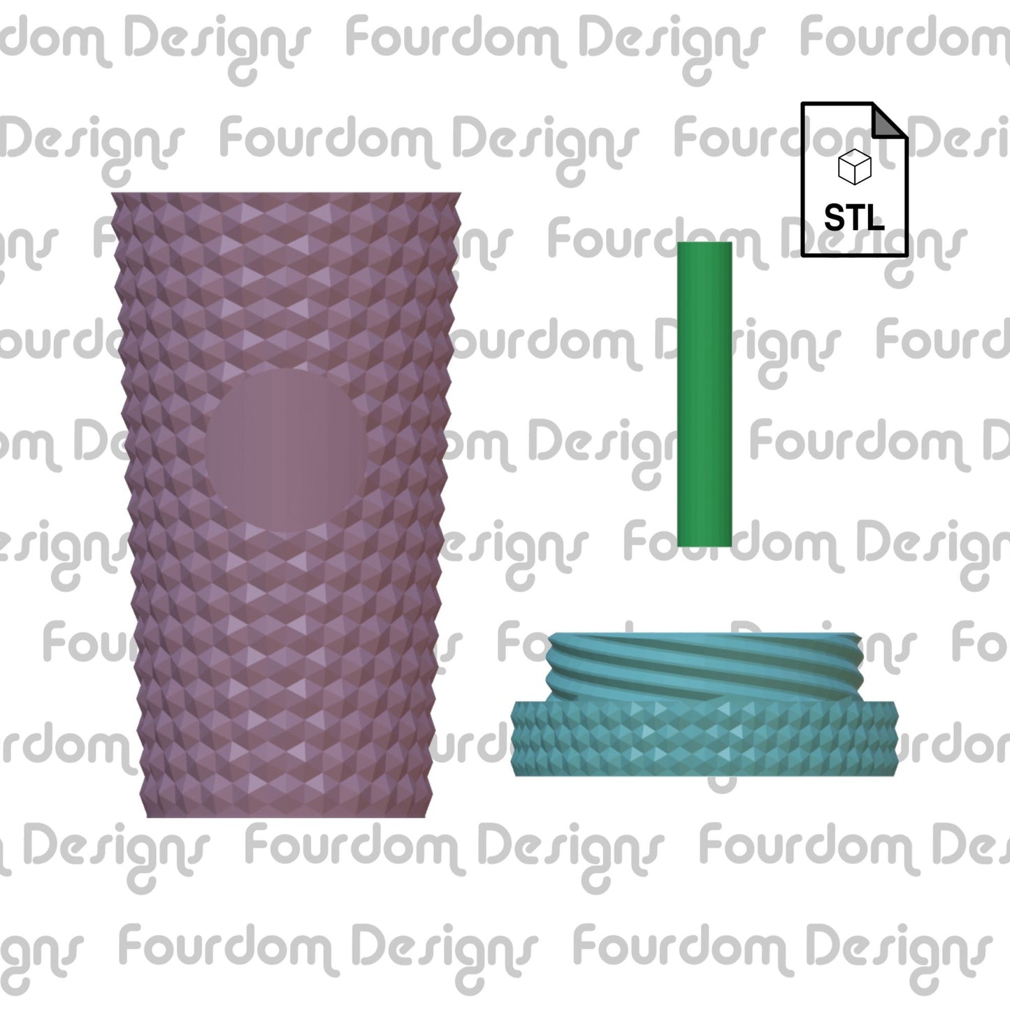 Studded Tumbler Stash Box with Removable Screw Top Hex STL File for 3D Printing - Digital Download