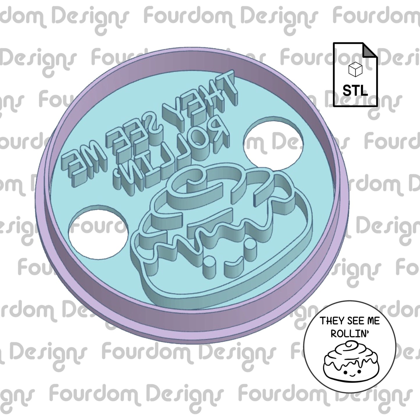They See Me Rollin Funny Food Pun Cookie Stamp STL File Digital Download for 3D Printing Cookie Cutter Fondant Cutter Clay Cutter