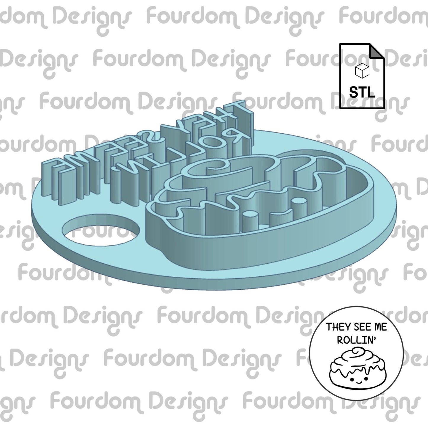 They See Me Rollin Funny Food Pun Cookie Stamp STL File Digital Download for 3D Printing Cookie Cutter Fondant Cutter Clay Cutter