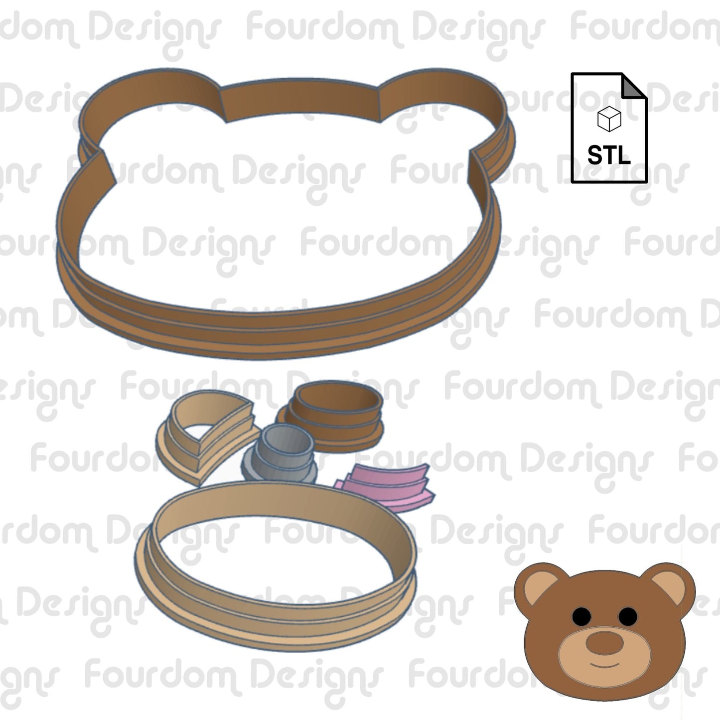 Teddy Bear Cookie Cutter STL File Digital Download for Cookie Cutter Fondant Cutter Clay Cutter 3D Model for 3D Printing