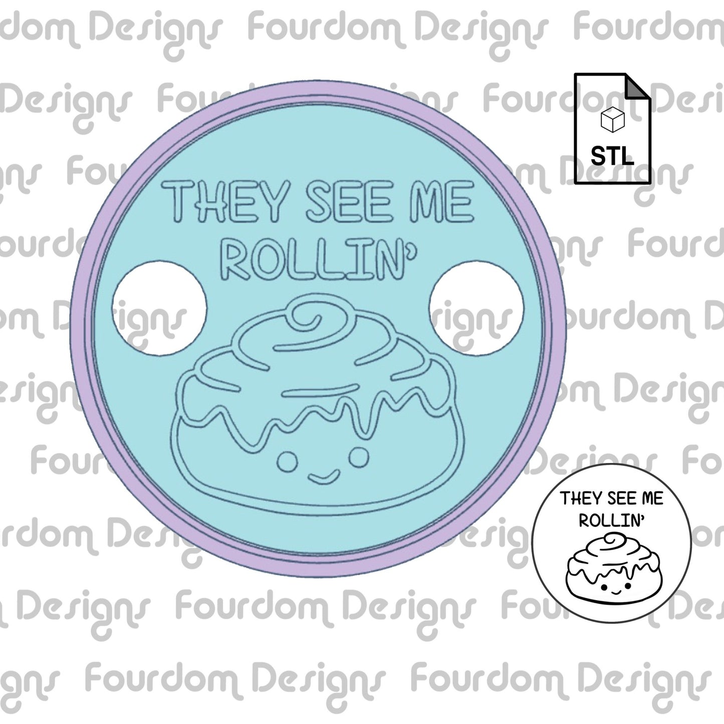 They See Me Rollin Funny Food Pun Cookie Stamp STL File Digital Download for 3D Printing Cookie Cutter Fondant Cutter Clay Cutter