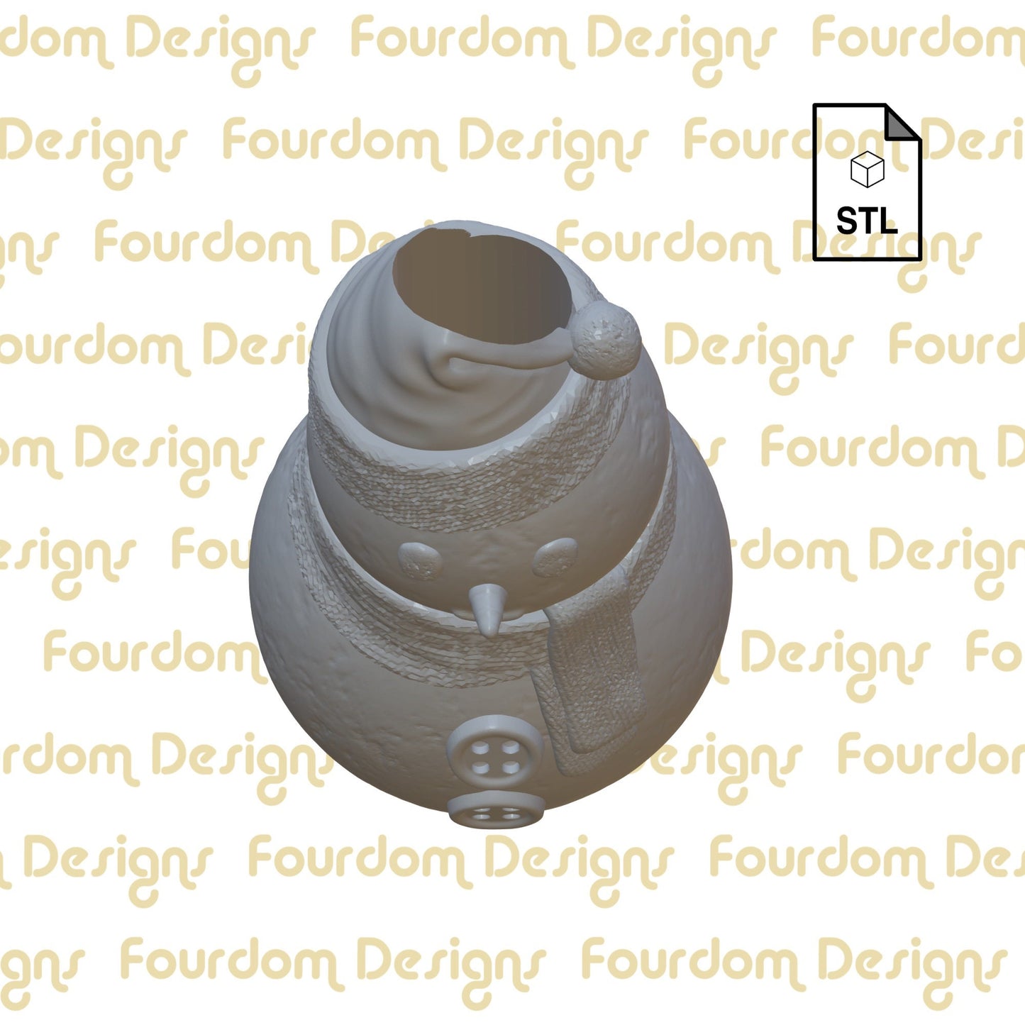 Snowman Straw Topper STL File for 3D Printing - Digital Download