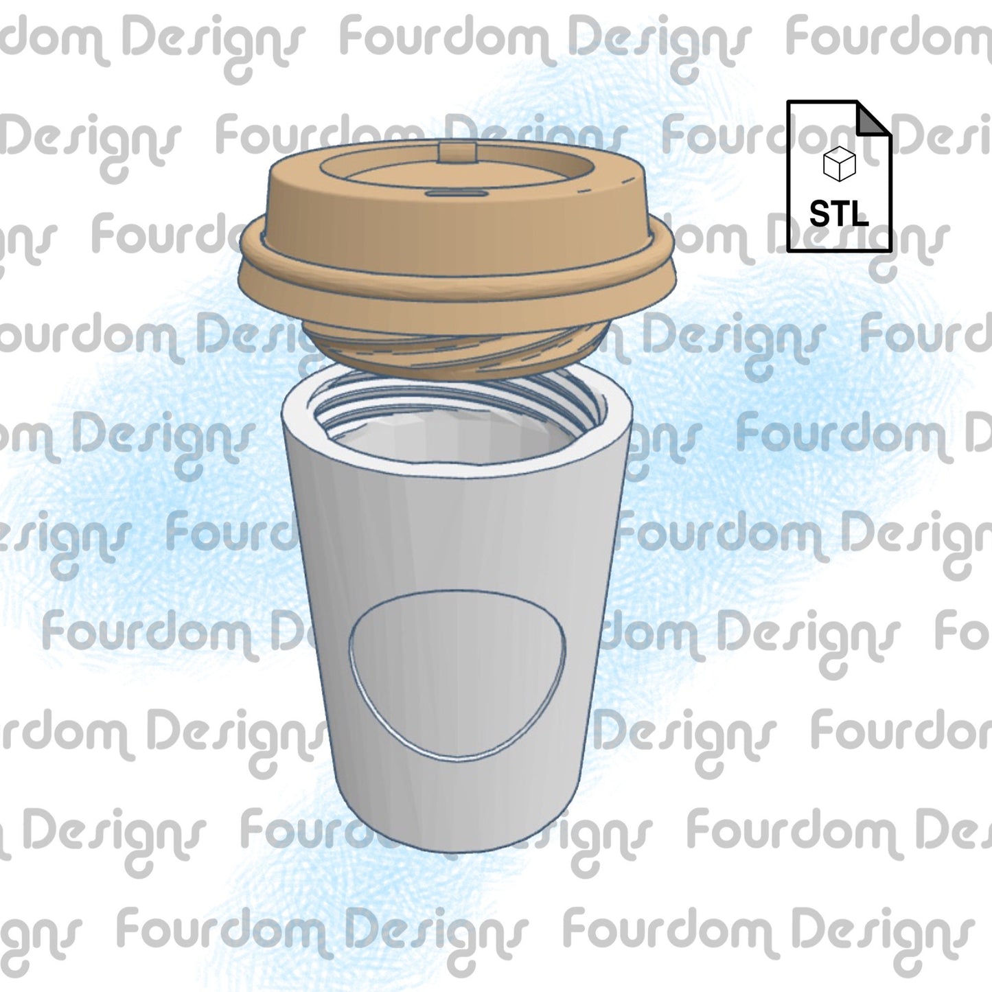 Coffee Cup Keychain with Removable Screw Top Pill Box STL File for 3D Printing - Digital Download