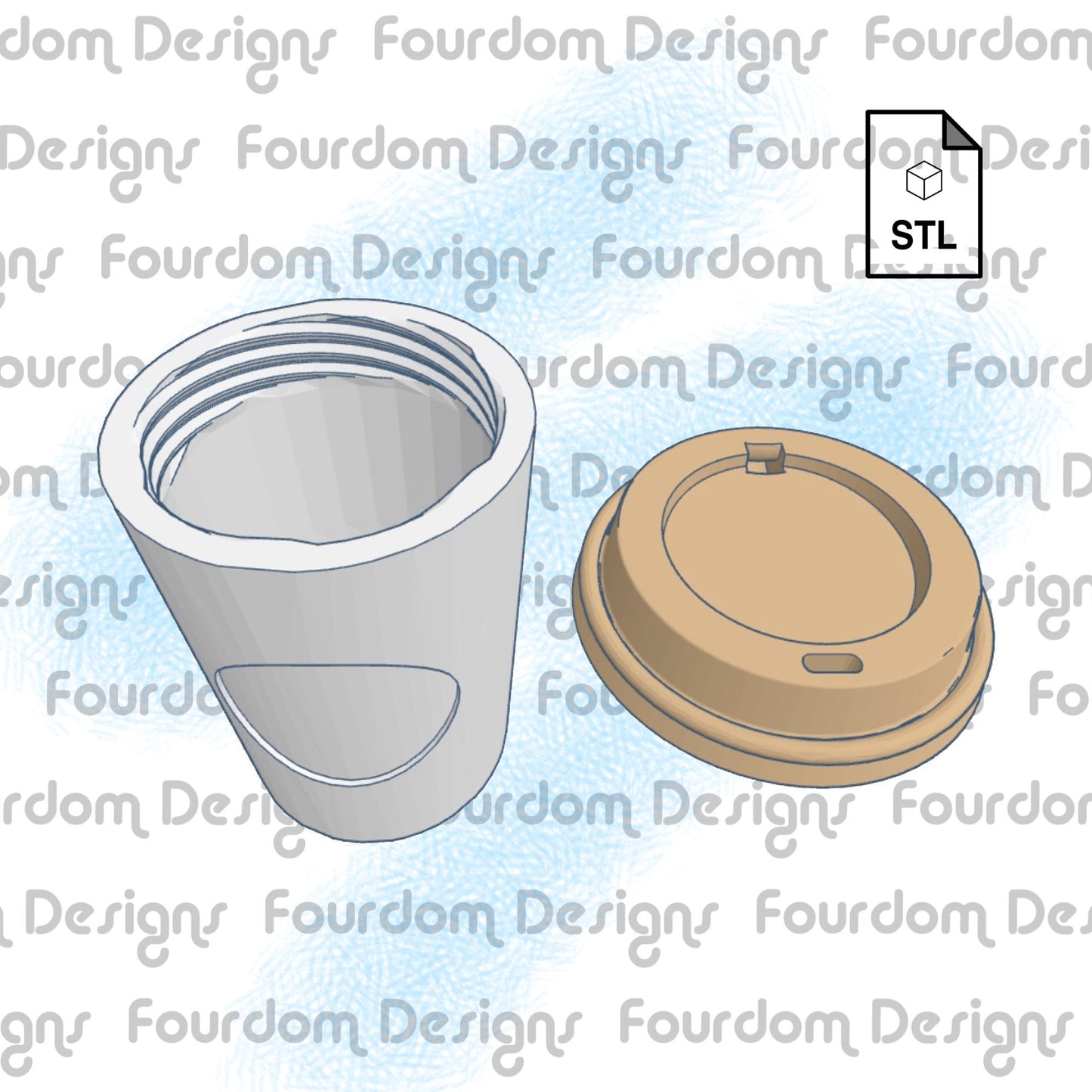 Coffee Cup Keychain with Removable Screw Top Pill Box STL File for 3D Printing - Digital Download