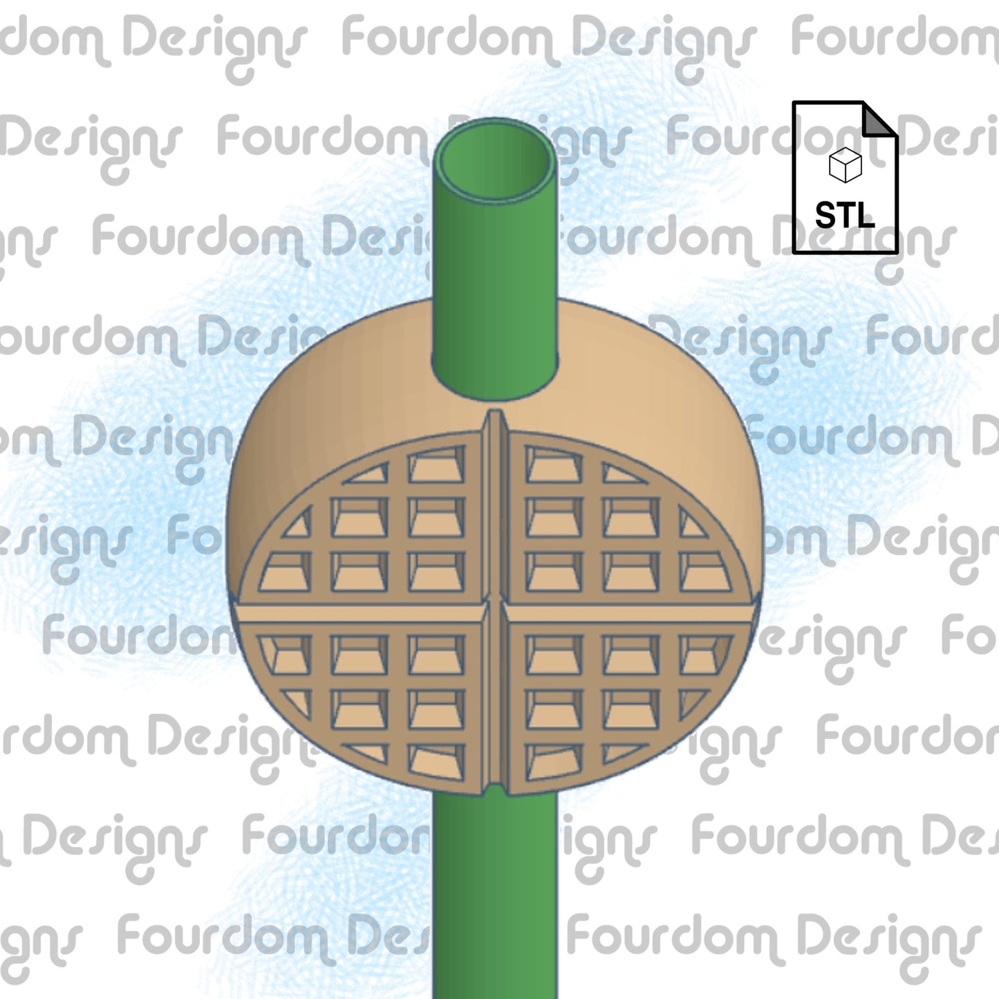Waffle Straw Topper STL File for 3D Printing - Digital Download