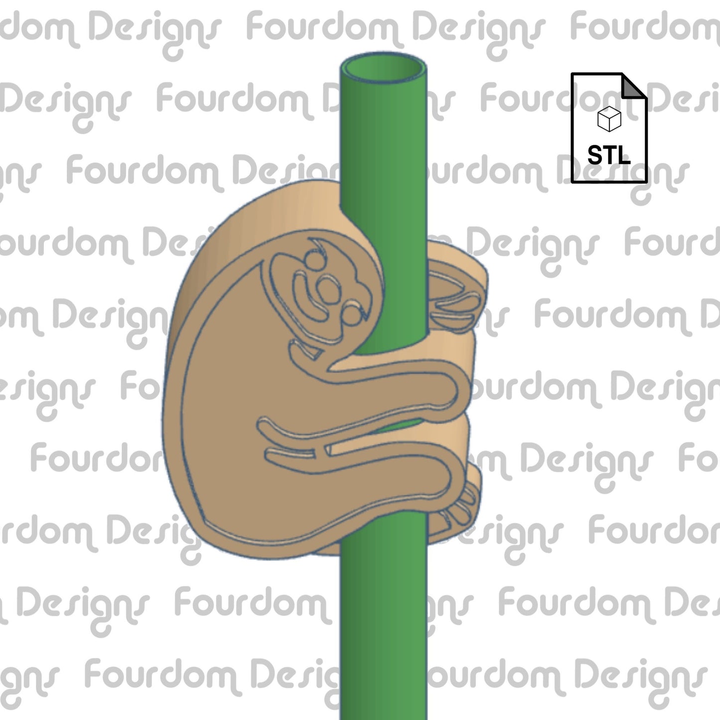 Sloth Straw Topper STL File for 3D Printing - Digital Download