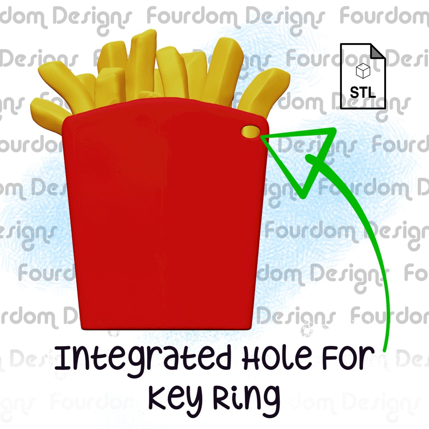 Fries Keychain STL File for 3D Printing - Digital Download