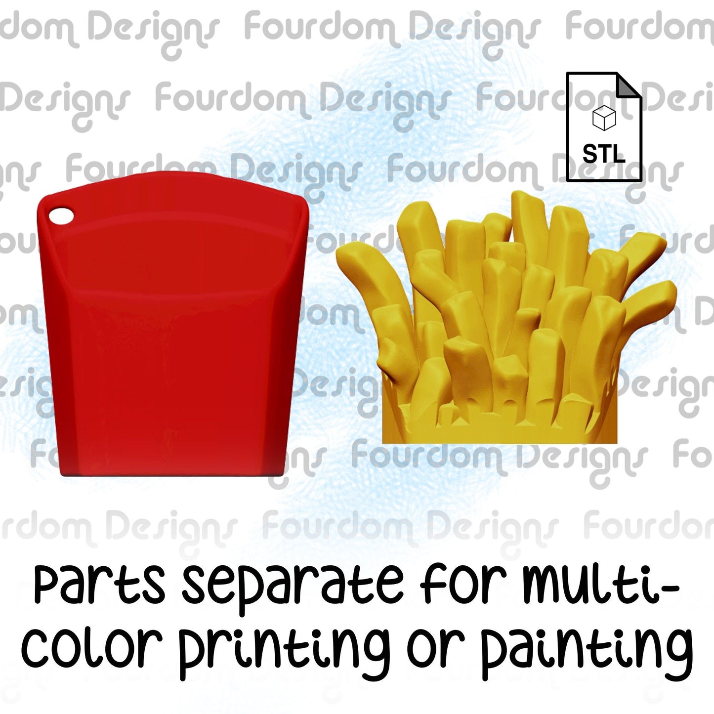Fries Keychain STL File for 3D Printing - Digital Download