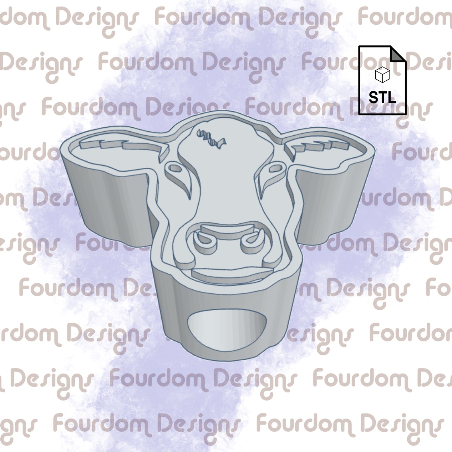 Cow Straw Topper STL File for 3D Printing - Digital Download