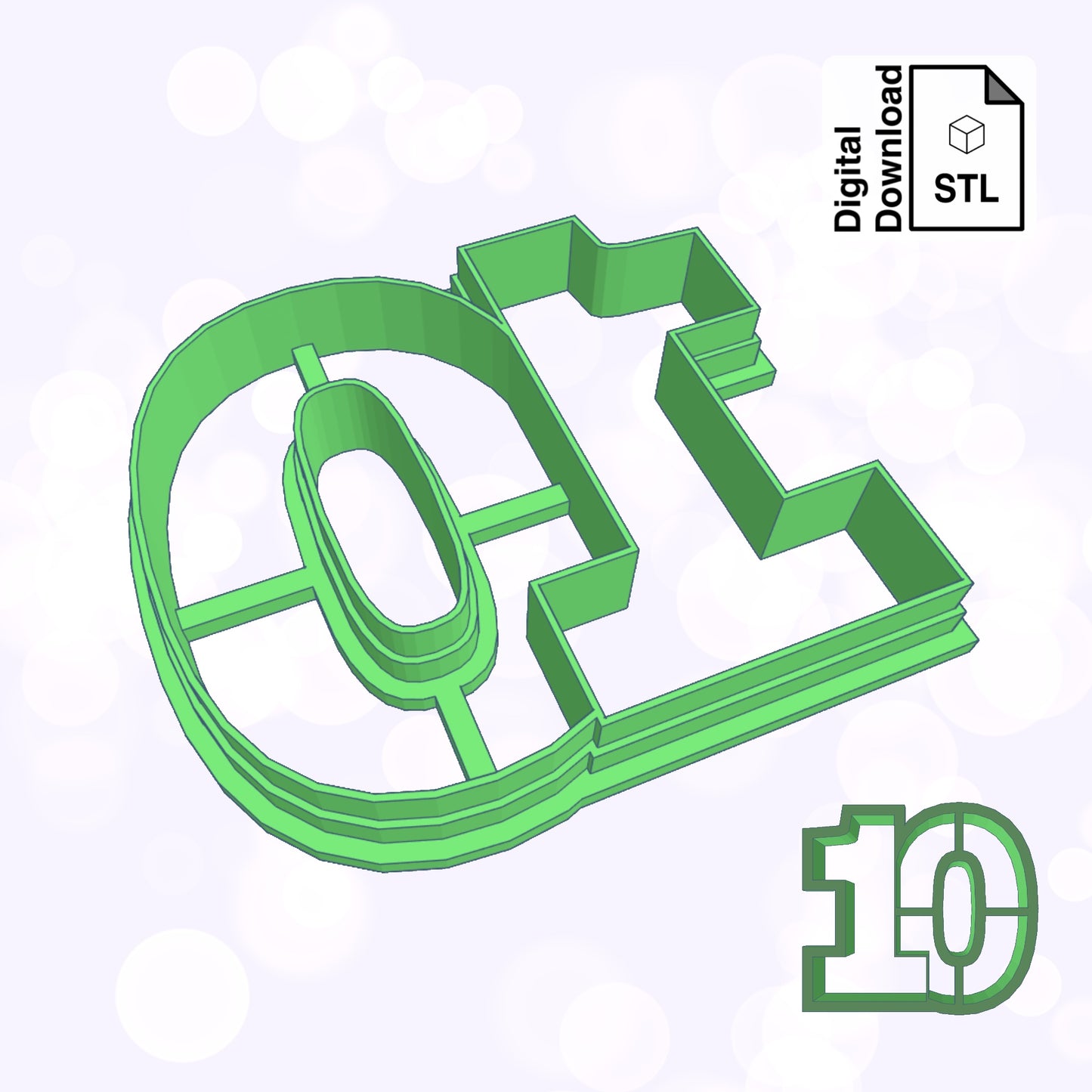 Number Ten 10 Instant Digital Download STL File for Cookie Cutter Fondant Cutter Clay Cutter 3D Model for 3D Printing