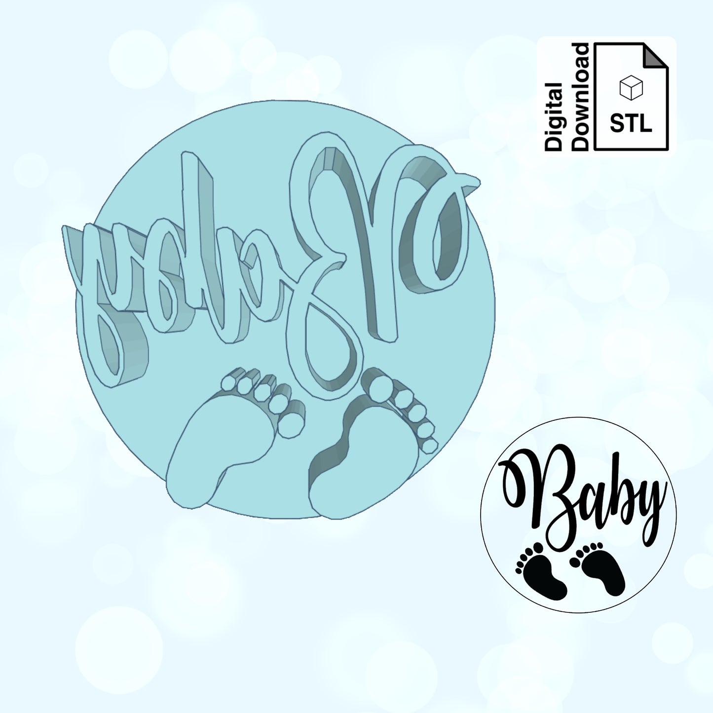 Baby Imprint Digital Download STL File for Cookie Cutter Fondant Cutter Clay Cutter 3D Model for 3D Printing