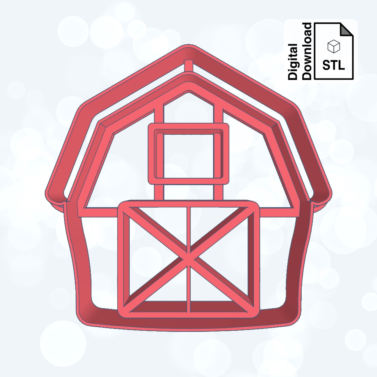 Barn Digital Download STL File for Cookie Cutter Fondant Cutter Clay Cutter 3D Model for 3D Printing
