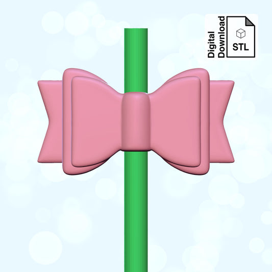 Bow Straw Topper STL File for 3D Printing - Digital Download