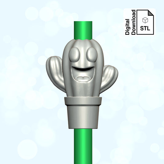 Cactus Kawaii Straw Topper STL File for 3D Printing - Digital Download