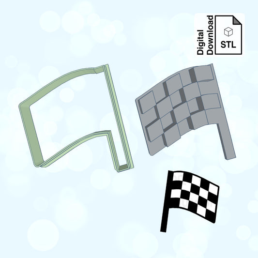 Checkered Flag Instant Digital Download STL File for Cookie Cutter Fondant Cutter Clay Cutter 3D Model for 3D Printing