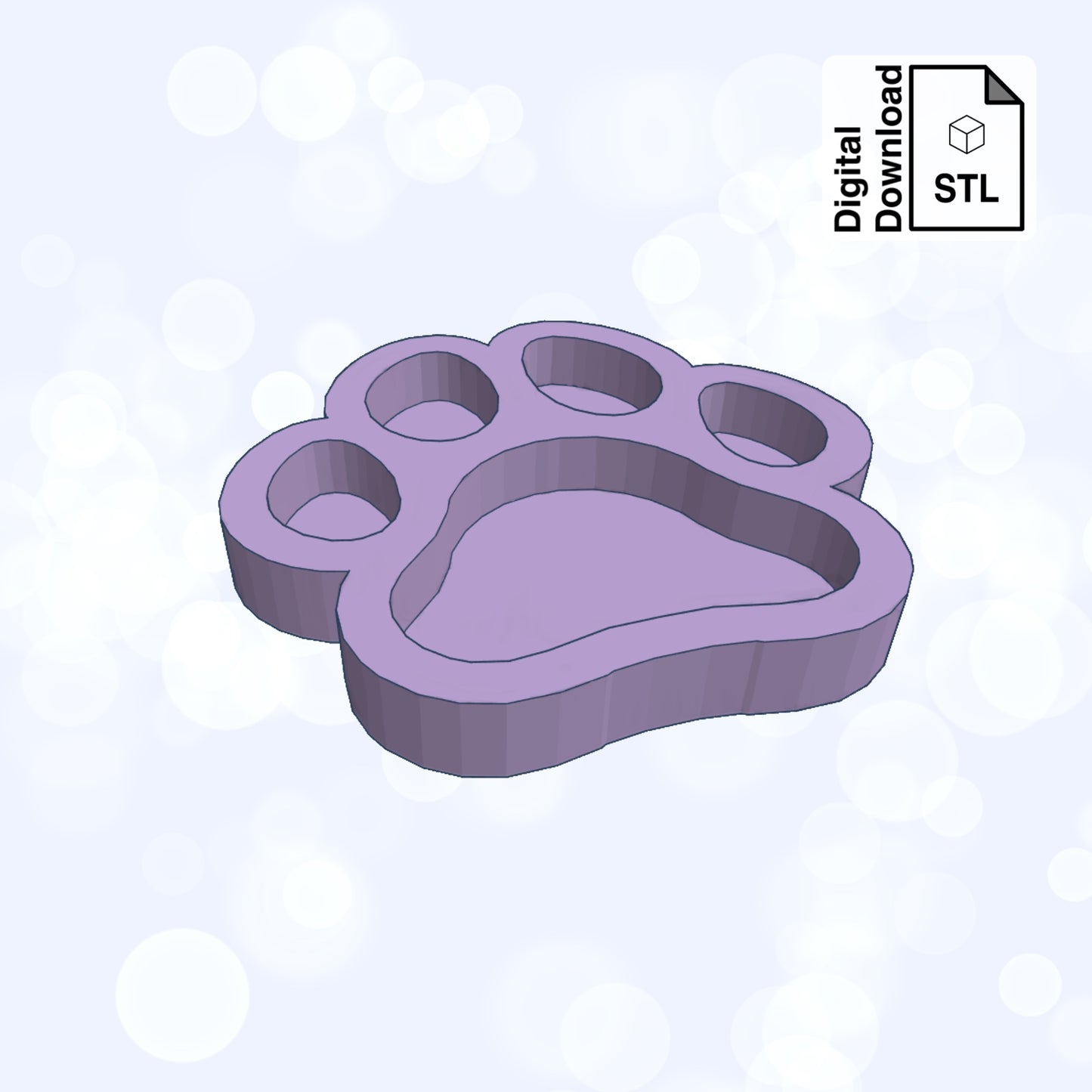 Dog Paw Shaker STL File for 3D Printing for Resin Shaker Mold - Digital Download