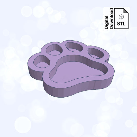 Dog Paw Shaker STL File for 3D Printing for Resin Shaker Mold - Digital Download