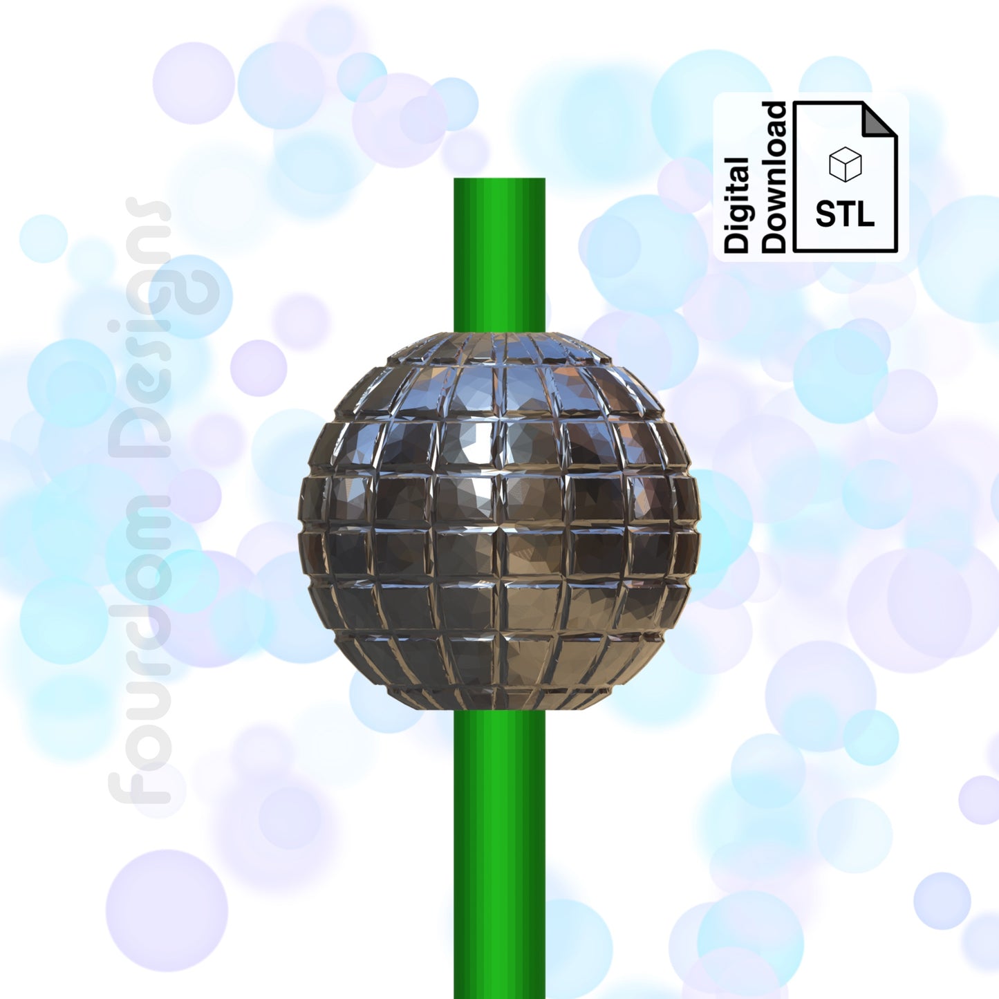 Disco Ball Straw Topper Straw Buddy STL File for 3D Printing - Digital Download