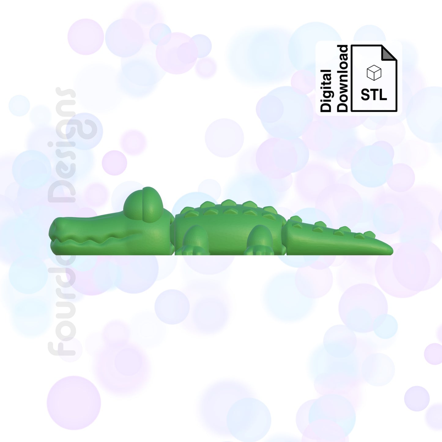 Alligator STL File for 3D Printing Flexi Print In Place Articulating Wiggle Pet - Digital Download