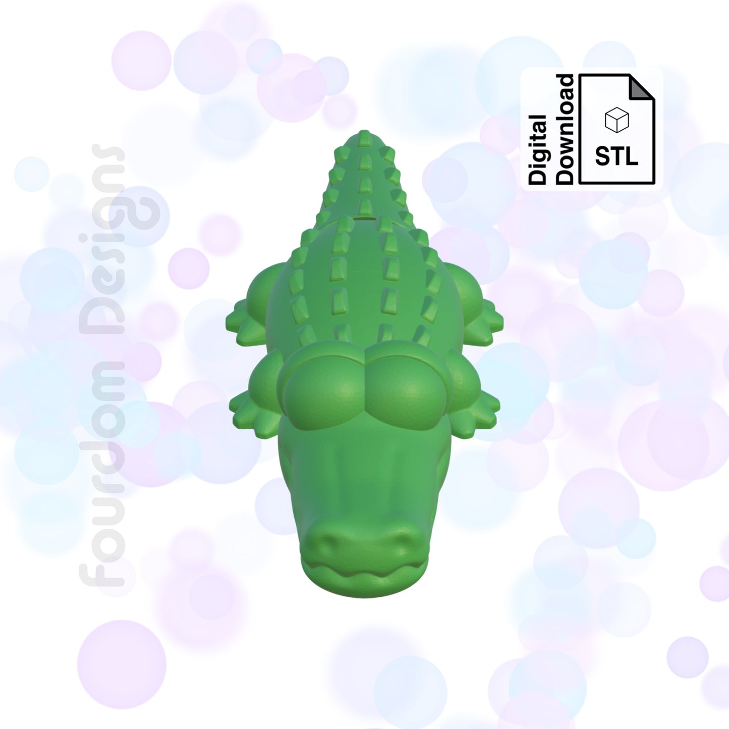 Alligator STL File for 3D Printing Flexi Print In Place Articulating Wiggle Pet - Digital Download