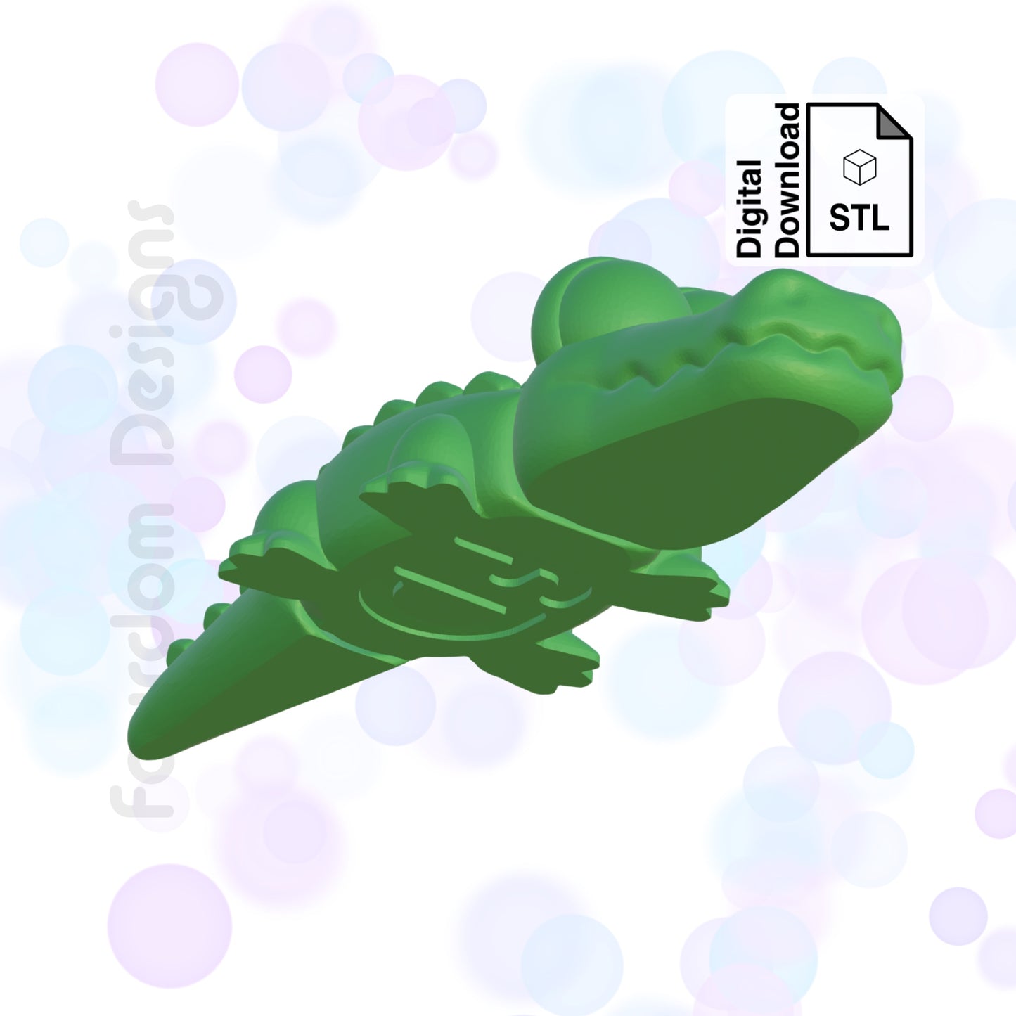 Alligator STL File for 3D Printing Flexi Print In Place Articulating Wiggle Pet - Digital Download