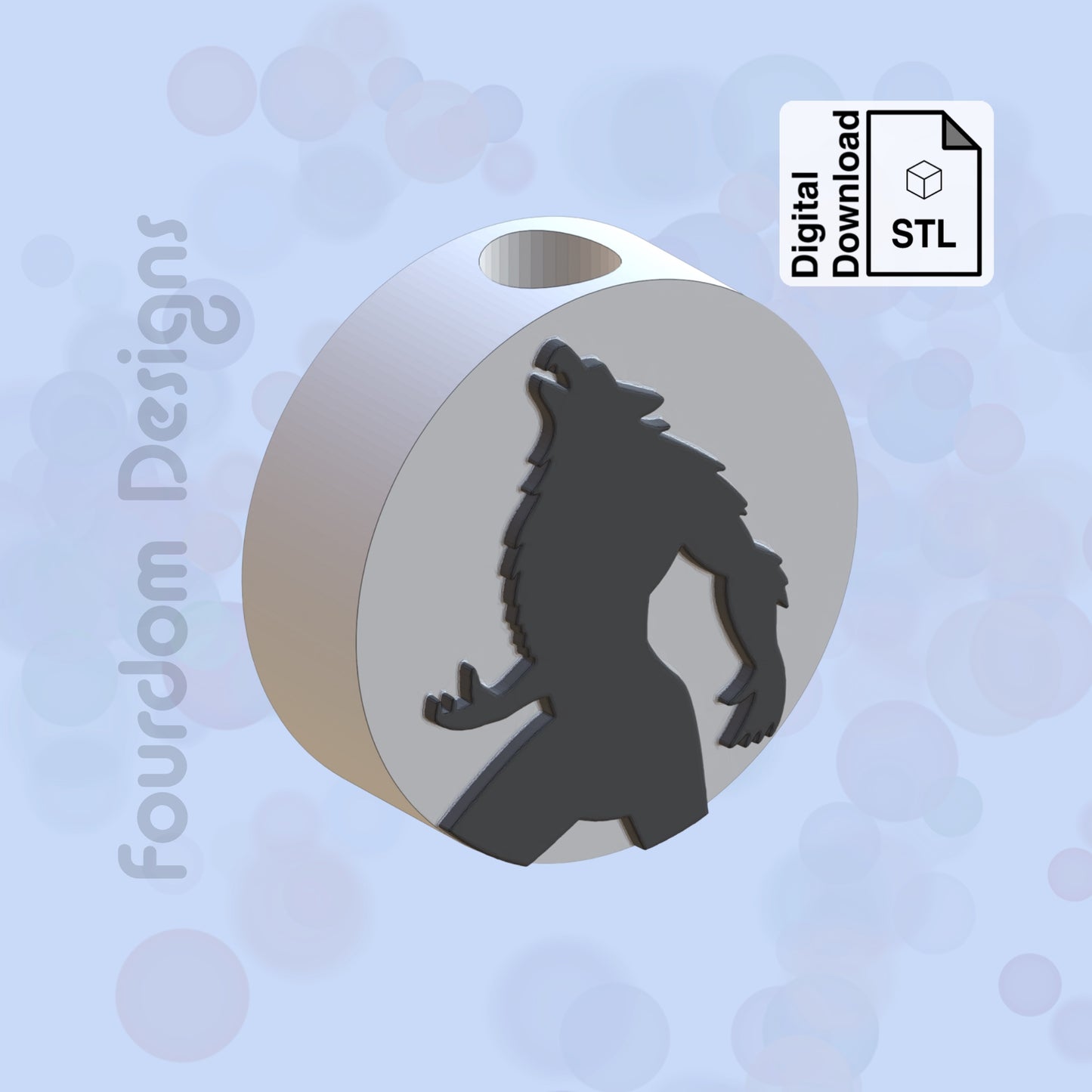 Werewolf Halloween Straw Topper STL File for 3D Printing - Digital Download