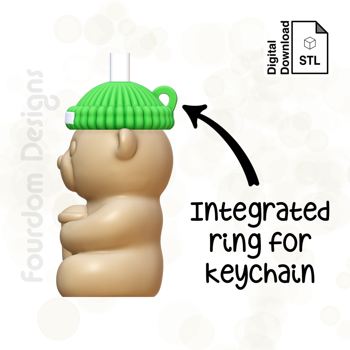 Coffee Bear with Removable Screw Top Pill Box STL File for 3D Printing - Digital Download