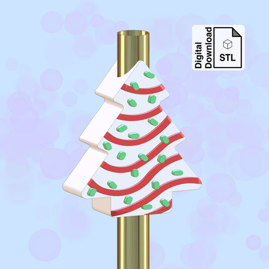 Christmas Cake Straw Topper STL File for 3D Printing - Digital Download