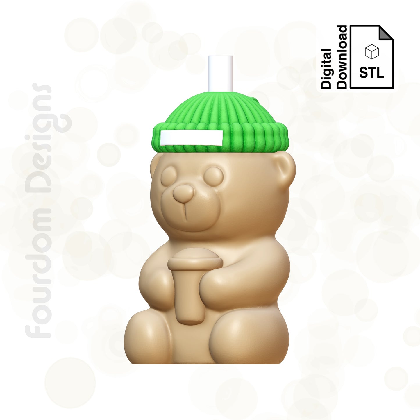 Coffee Bear with Removable Screw Top Pill Box STL File for 3D Printing - Digital Download