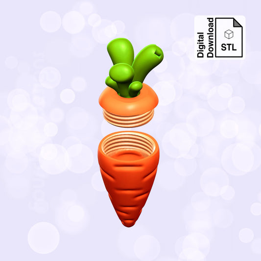 Carrot Keychain with Removable Screw Top Pill Box Hex STL File for 3D Printing - Digital Download