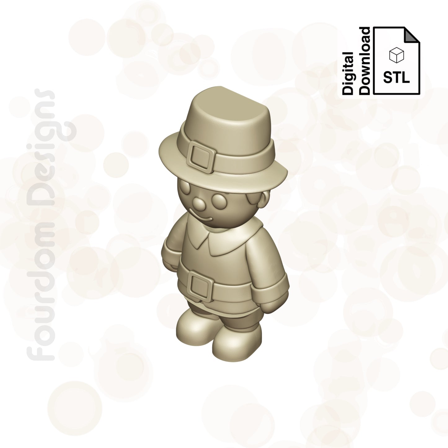 Pilgrim Boy STL File for 3D Printing 3MF File Flexi Print In Place Articulating Wigglet - Digital Download