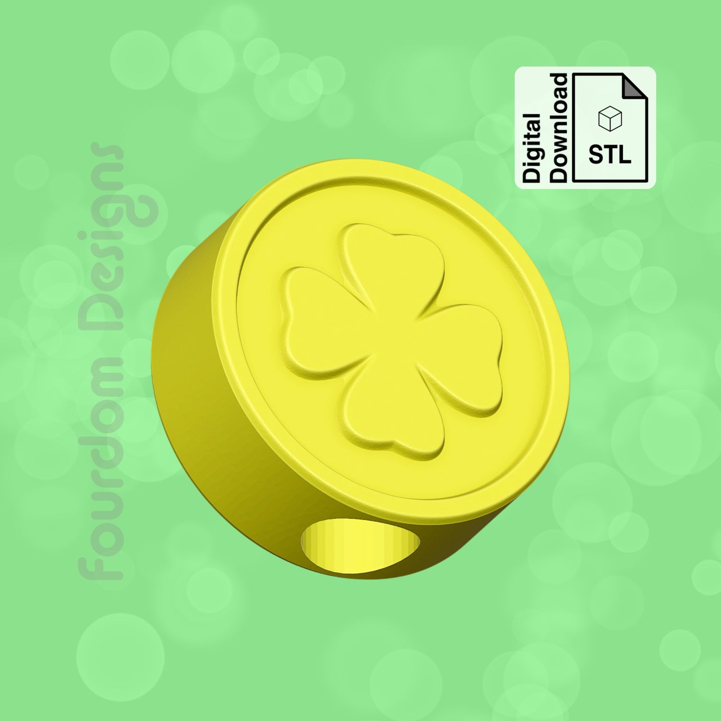 Gold Coin Straw Topper STL File for 3D Printing - Digital Download