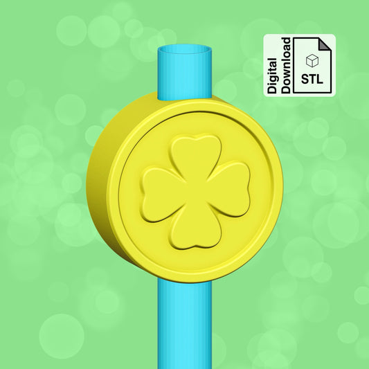 Gold Coin Straw Topper STL File for 3D Printing - Digital Download