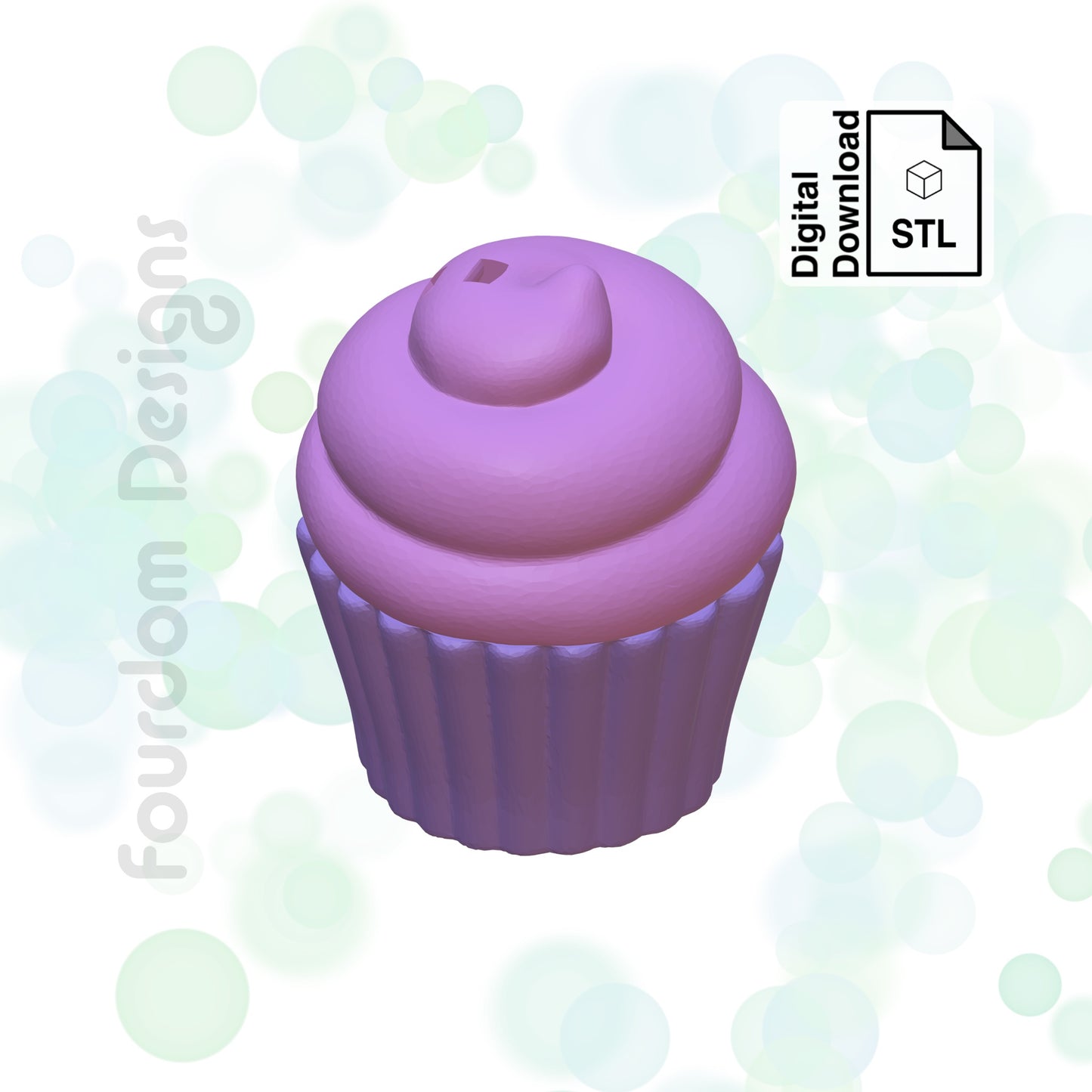 Cupcake Keychain with Removable Screw Top Pill Box Hex STL File for 3D Printing - Digital Download