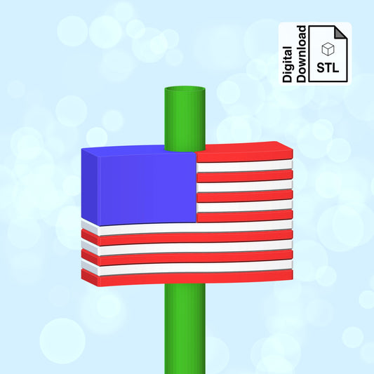 USA Flag Straw Topper STL File for 3D Printing 3MF - Digital Download