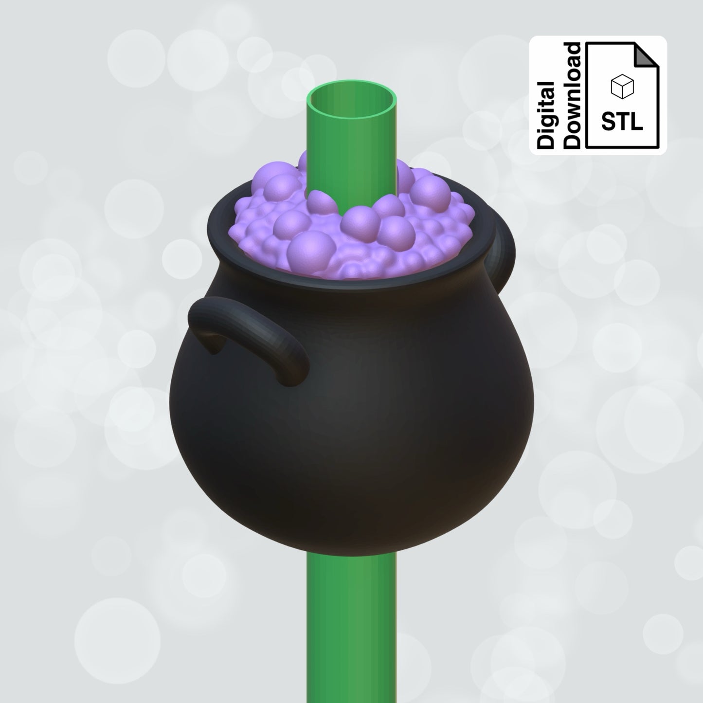 Cauldron Straw Topper STL File for 3D Printing - Digital Download