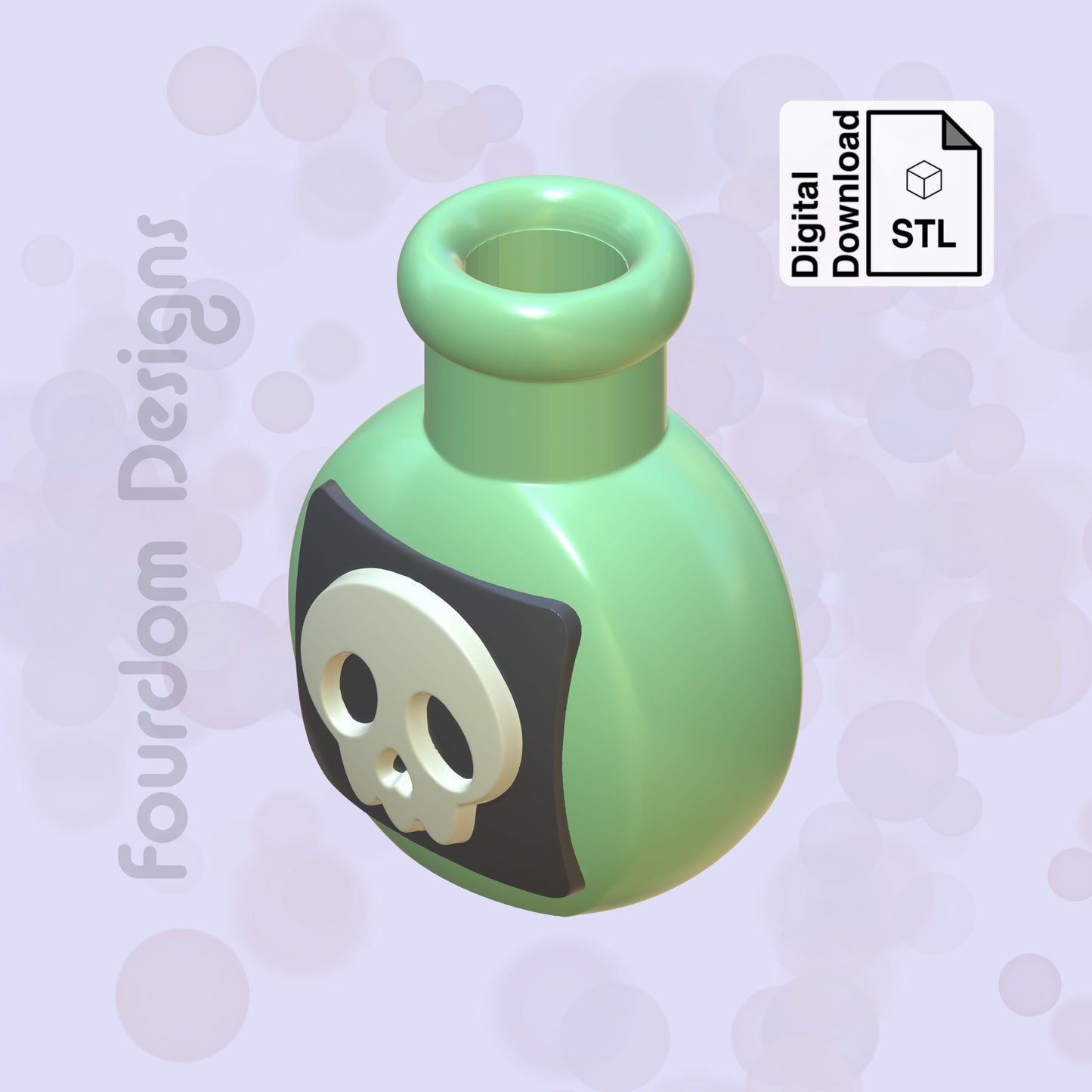 Poison Bottle Straw Topper STL File for 3D Printing - Digital Download