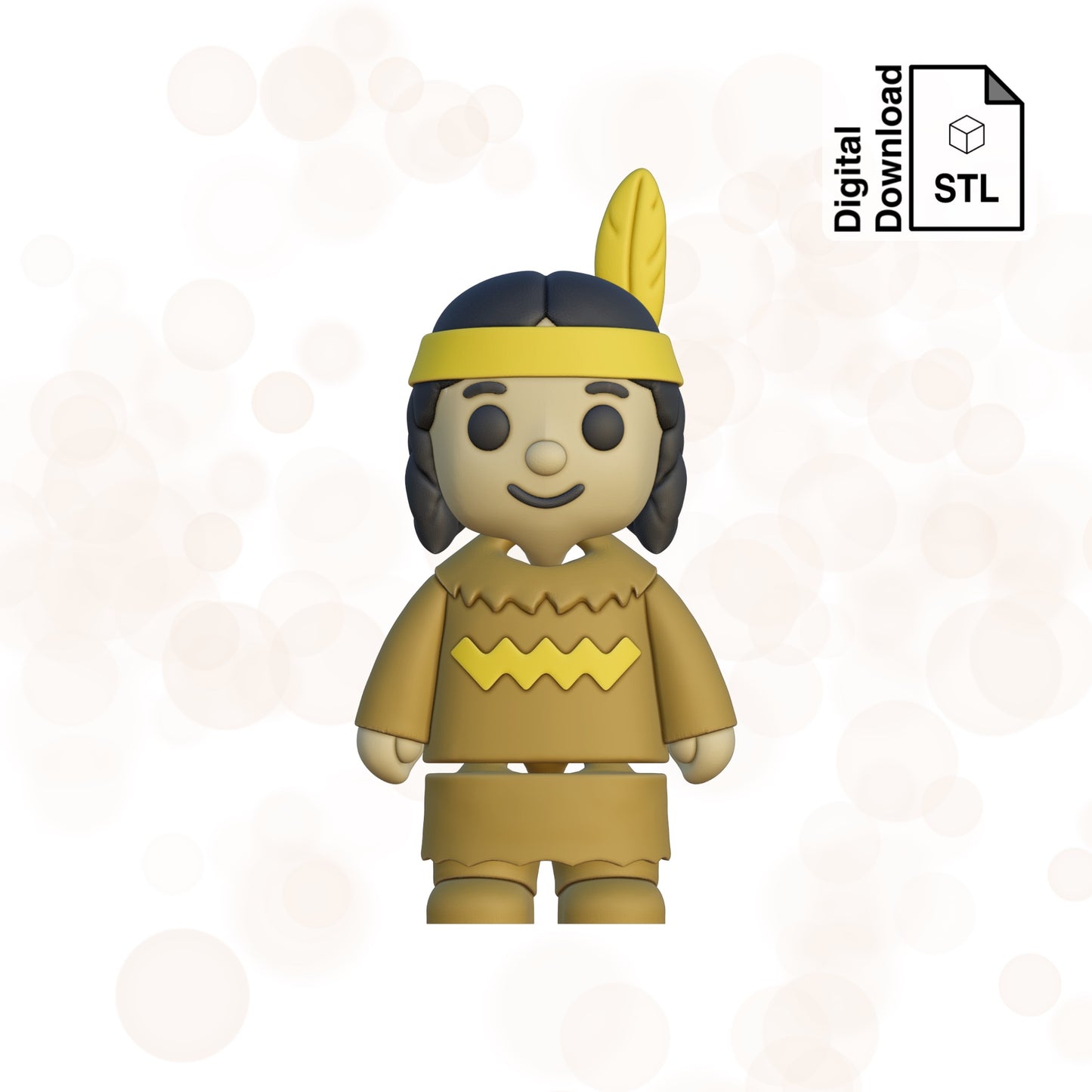 Native American Girl STL File for 3D Printing 3MF File Flexi Print In Place Articulating Wigglet - Digital Download