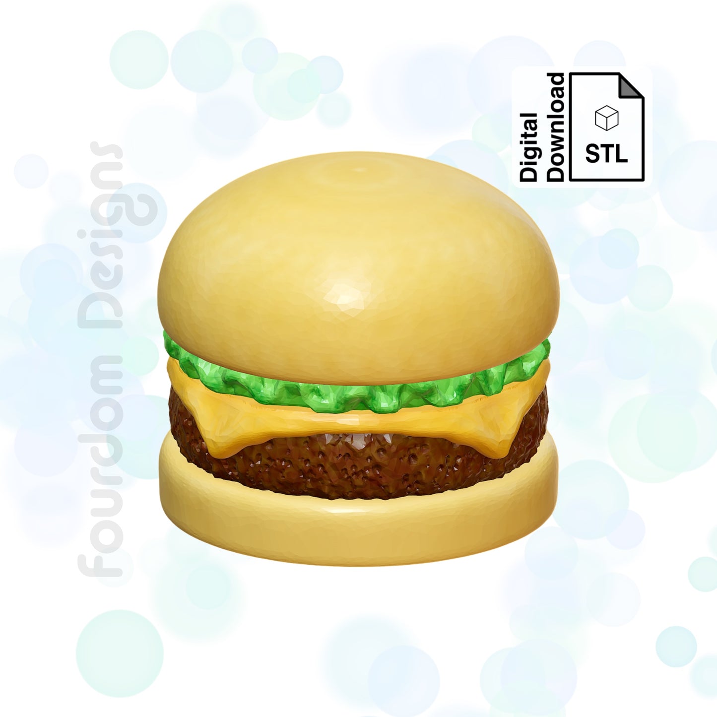 Hamburger Keychain with Removable Screw Top Pill Box Hex STL File for 3D Printing - Digital Download