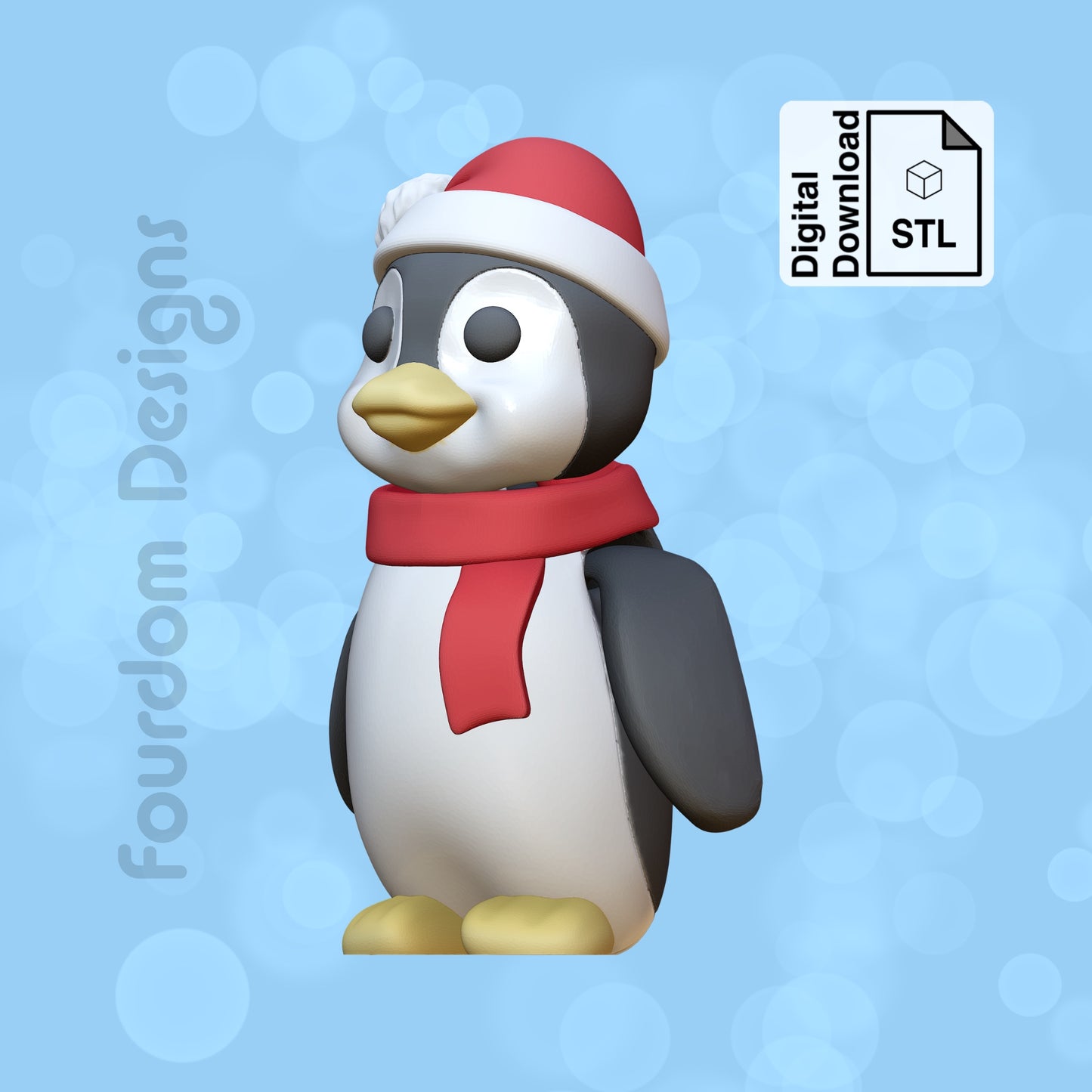 Penguin STL File for 3D Printing 3MF File Flexi Print In Place Articulating Wigglet - Digital Download