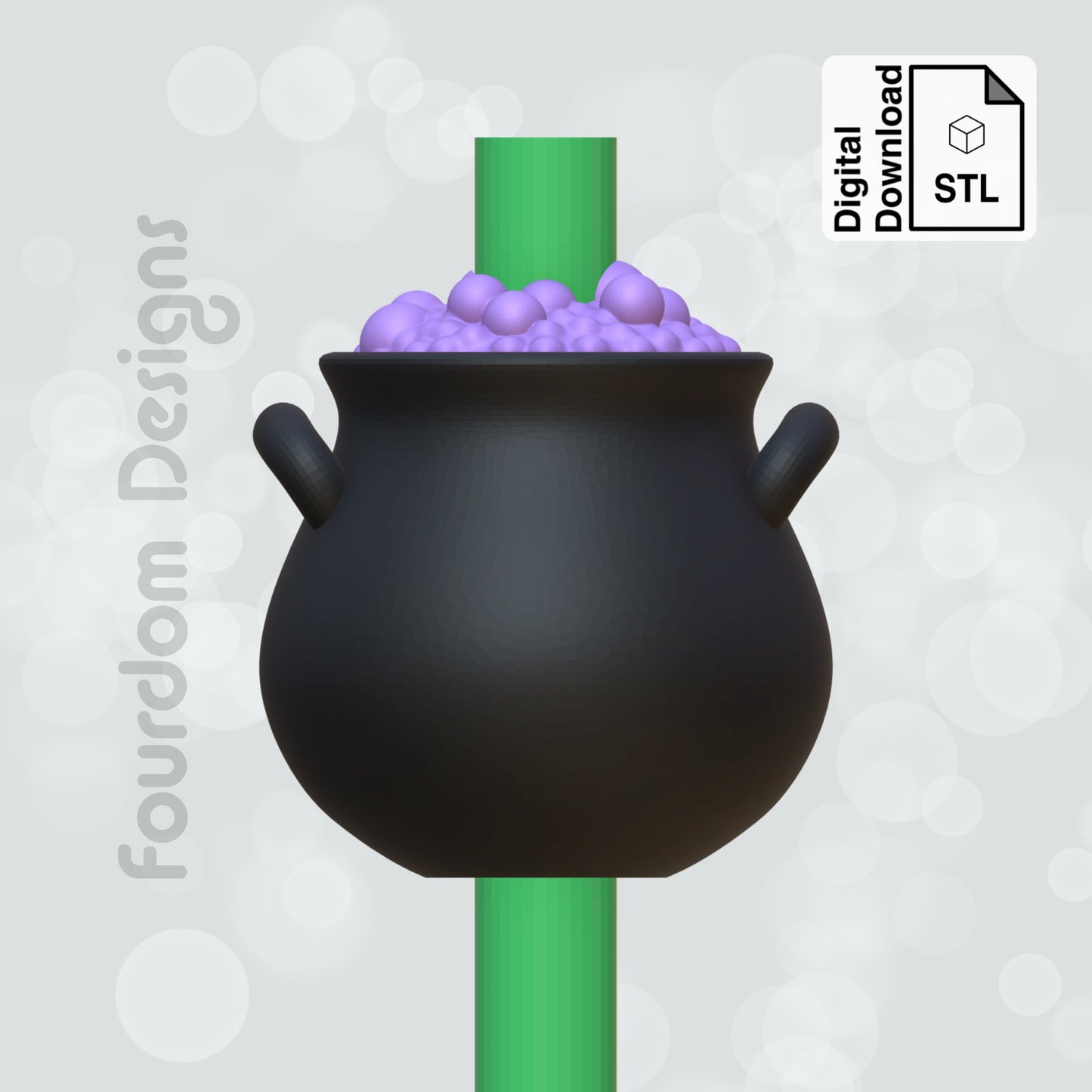 Cauldron Straw Topper STL File for 3D Printing - Digital Download
