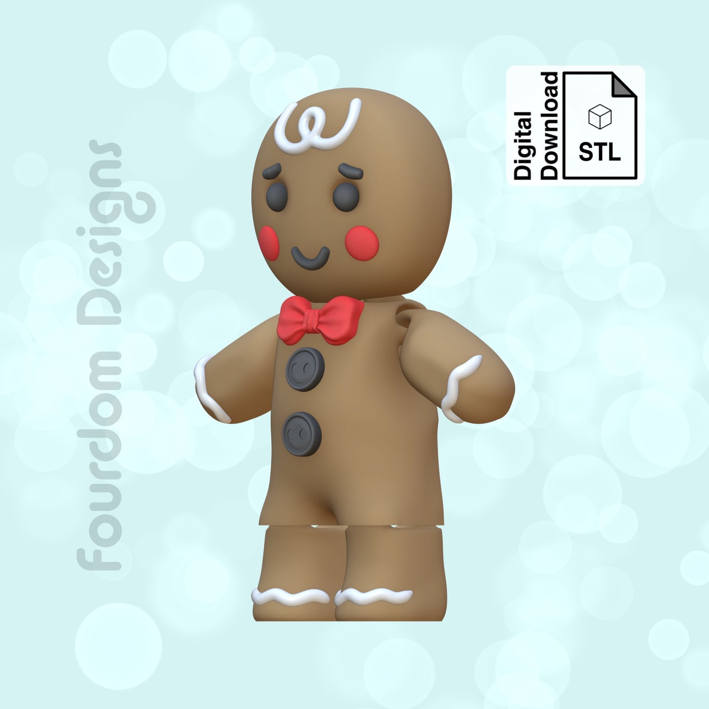 Gingerbread Man Flexi STL File for 3D Printing Flexi Print In Place Articulating Wiggle Pet - Digital Download